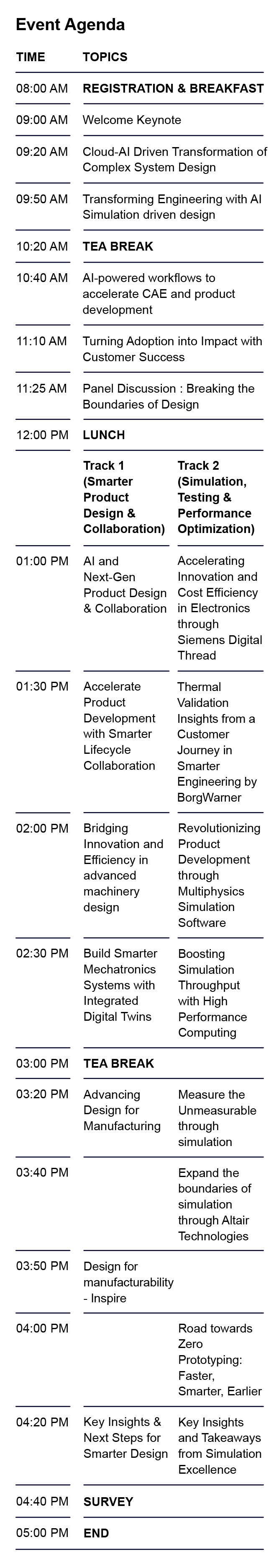 Siemens Event Agenda